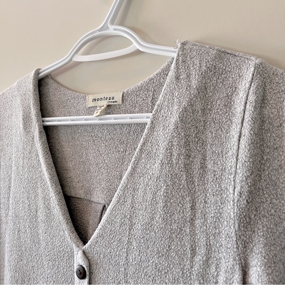 Gray Monteau Button-Front Midi Sweater Dress - Picture 2 of 5